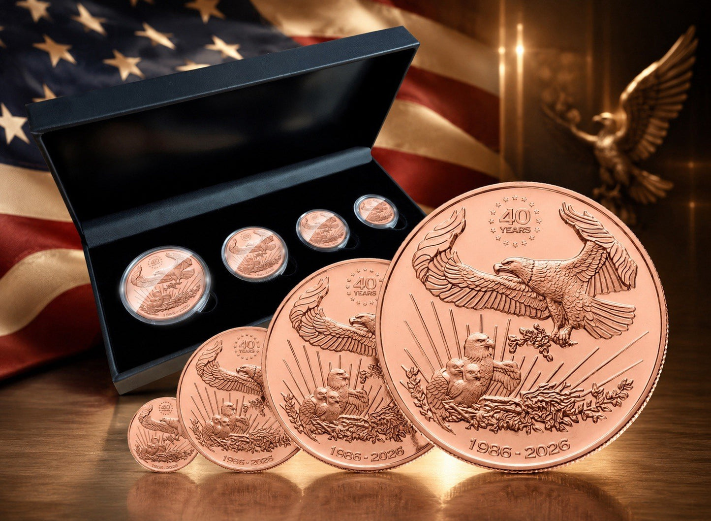2026 Liberia 40th Anniversary American Eagle 3.75 oz Copper 4Coin Set