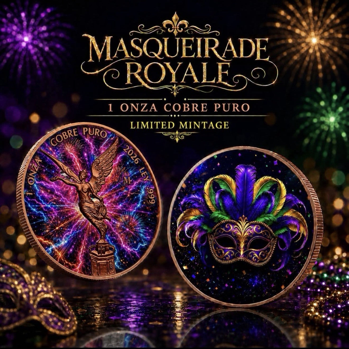 1 oz Libertad Tribute Masquerade Royale .999 Copper Medal in Slab