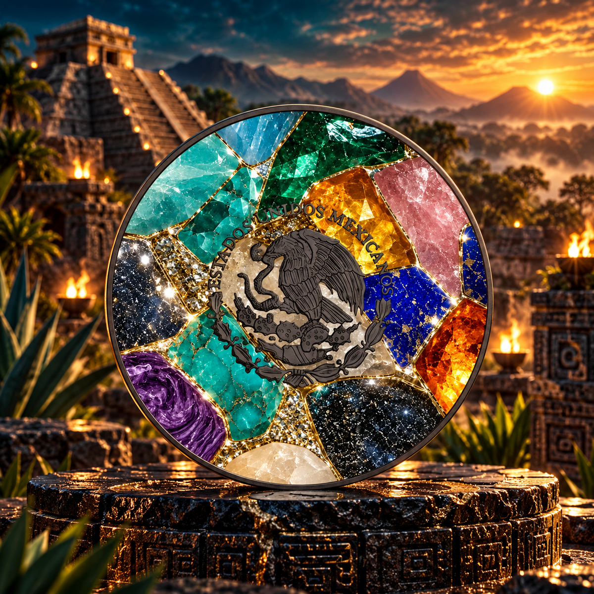 2024 Precious Mosaic Gemstones Libertad 1 Oz Silver Coin Mexico