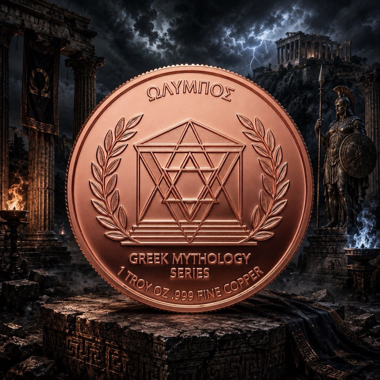 2026 Monsters of Olympus Serie: Python 5oz Copper Coin