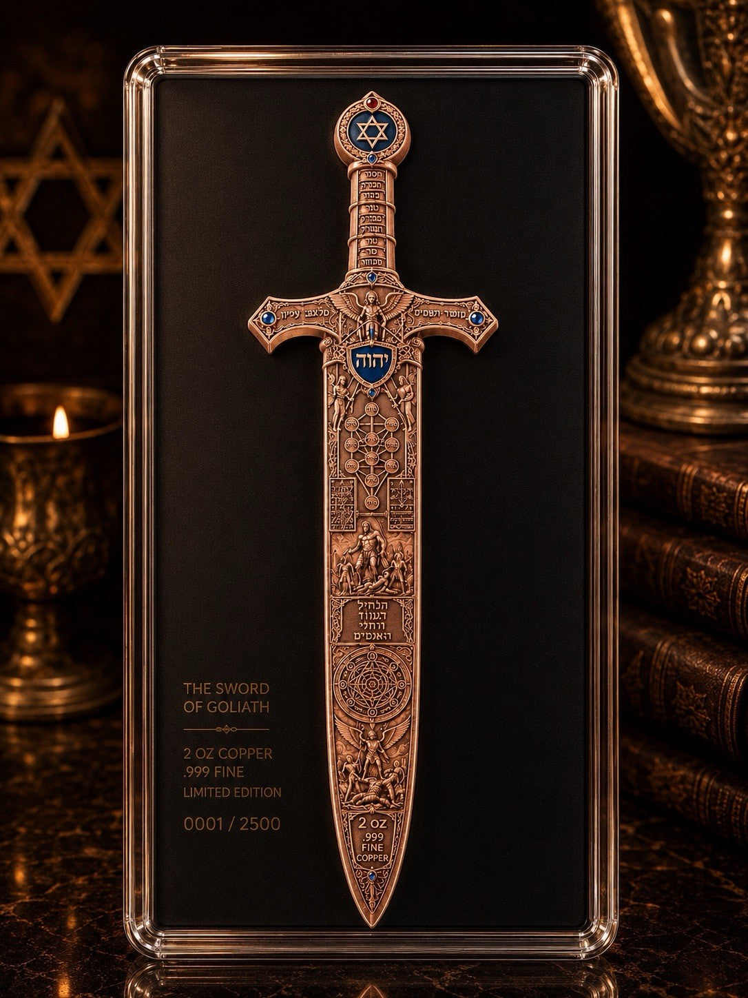 The Sword of Goliath Shaped 2 oz Copper Medal