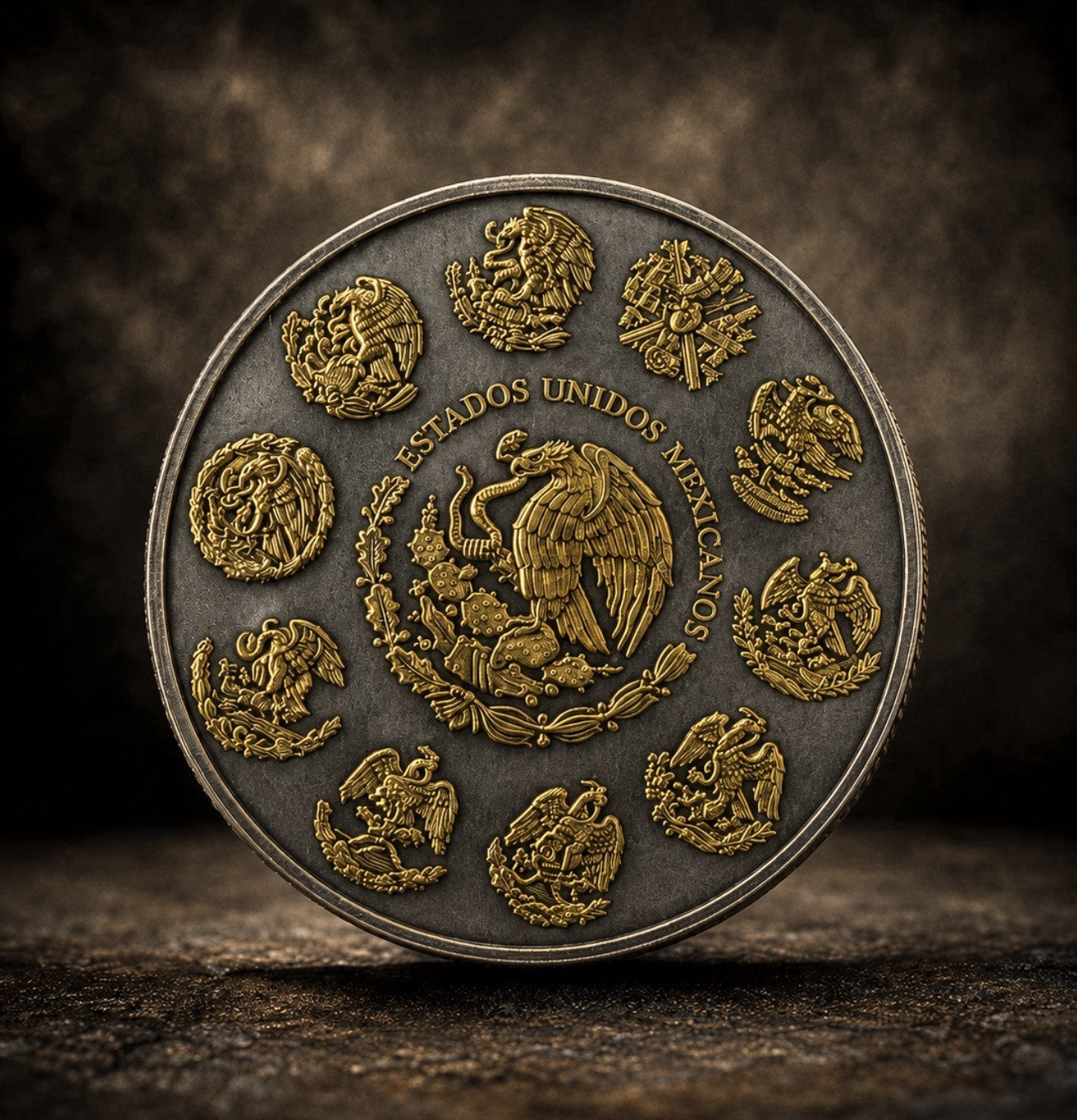 Antiqued Libertad en Oro Colorized 5 oz Copper Medal