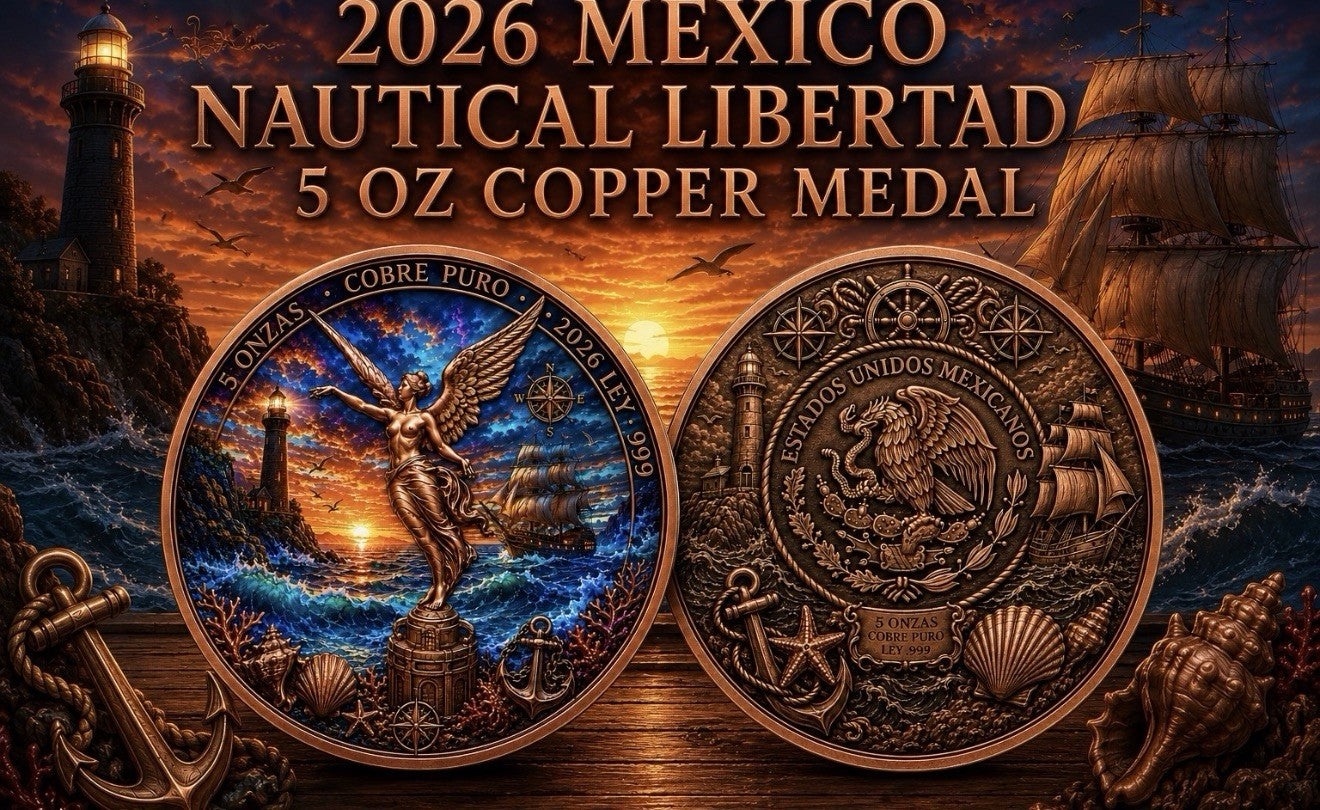 2026 Mexico Nautical Libertad Colorized 5 oz Copper Medal