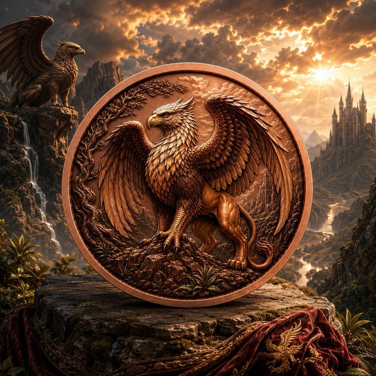 Mythical Creatures Series: Fantasy Griffin 5 oz UHR Copper Coin