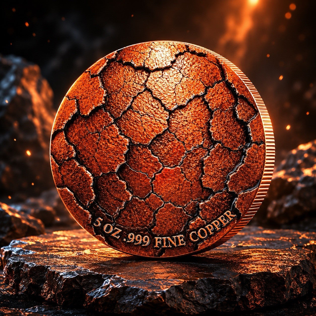2026 Blue Frozen Fire Cracked Dragon 5oz Copper Round
