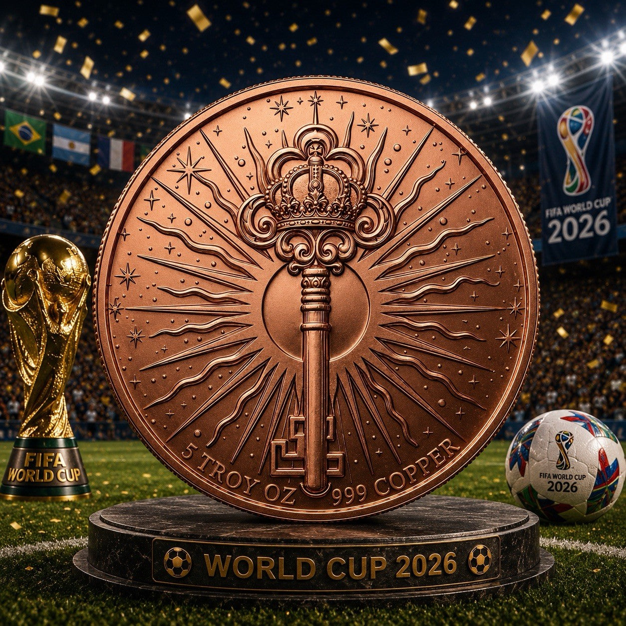 2026 Football Star Series: 1oz Neymar Copper Coin UHR