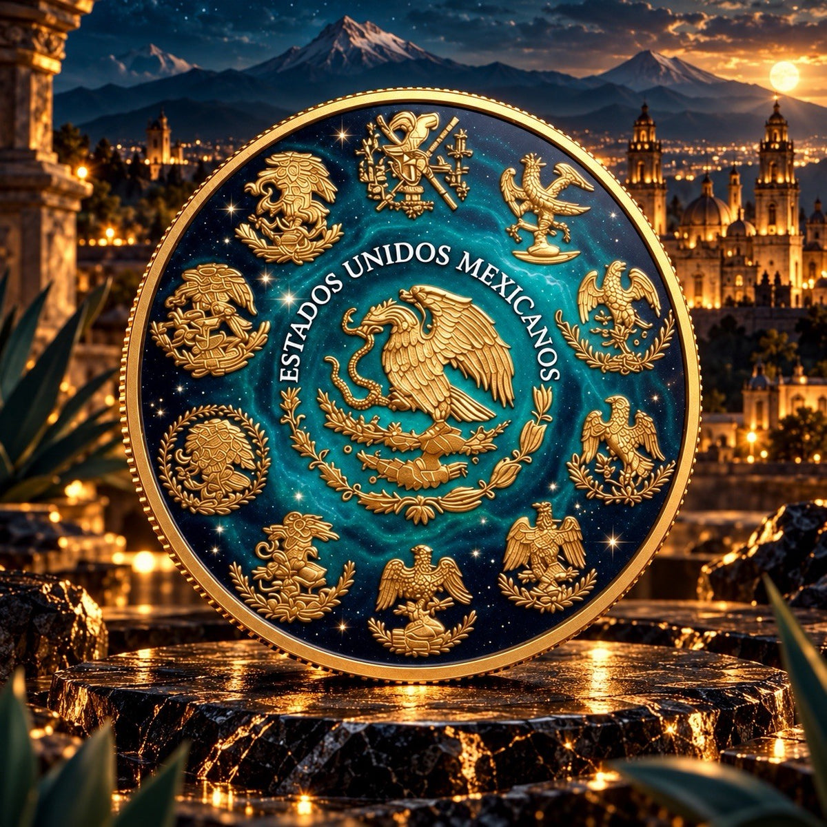 2026 Mexico Libertad Turquoise Starry Night 1g Silver Medal In a Card