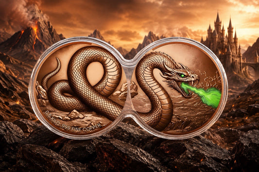 Viper’s Venom Glow-in-the-Dark 2 × 1/2 Kilo Copper Medal DuoStack