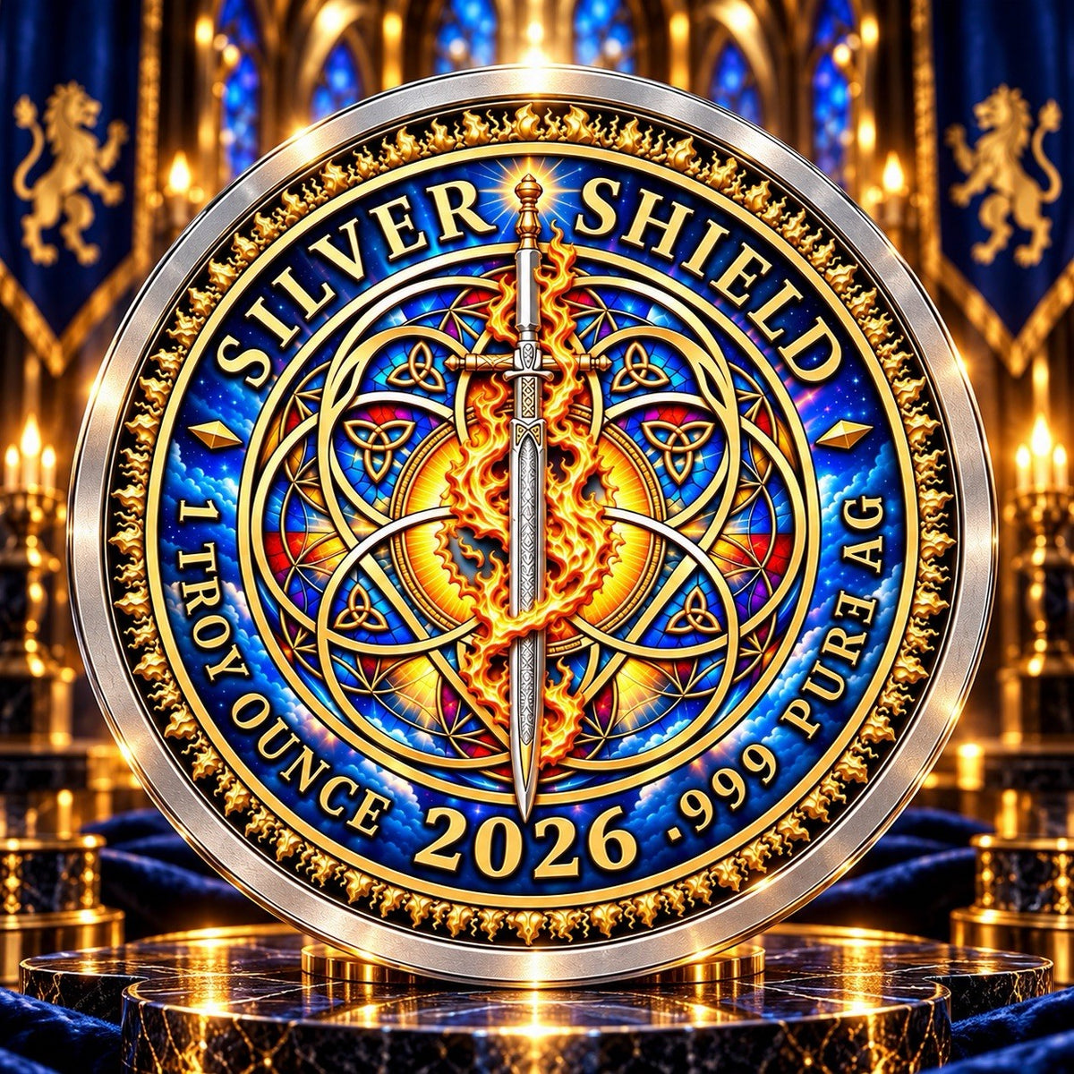 2026 Silver Shield Holy Trinity 1 oz Silver Proof Medal in Box w/COA