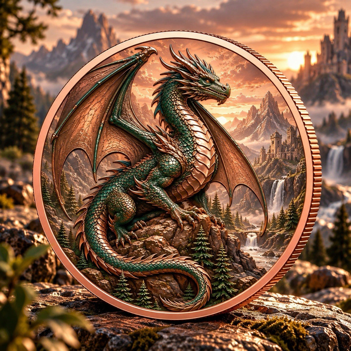 Mythical Creatures Series: Magic Dragon 5 oz UHR Copper Coin