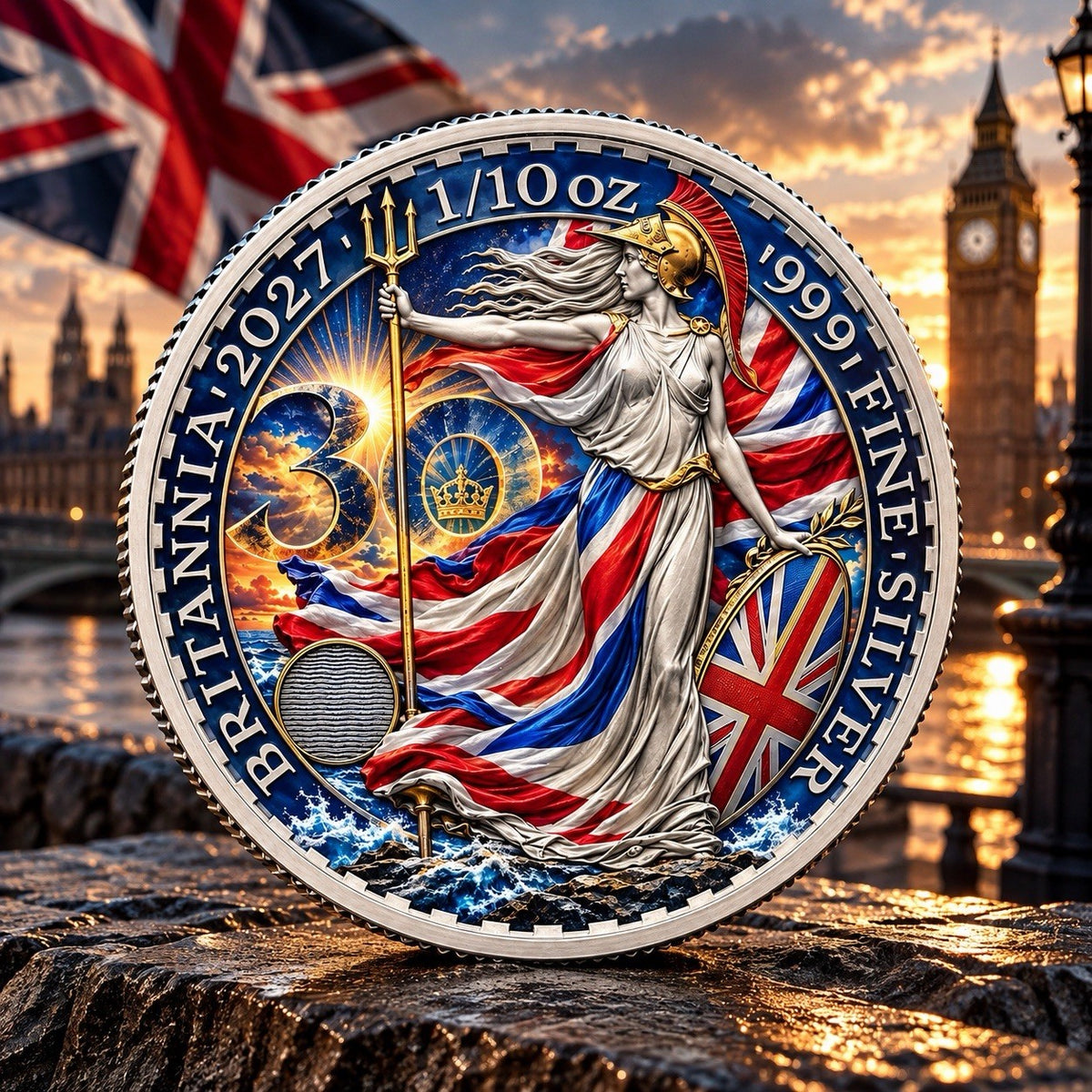 2027 Great Britain 3-Coin 30th Anniversary 1.35 oz .999 Silver Set