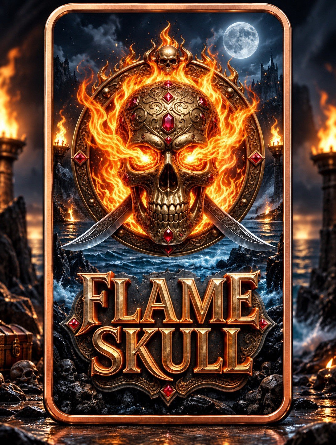 2026 Pirate Adventure Series: Flame Skull 5 oz Copper Bar