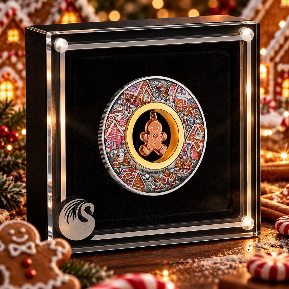 2026 Australia Gingerbread Christmas 2 oz .9999 Silver Coin Gold Insert