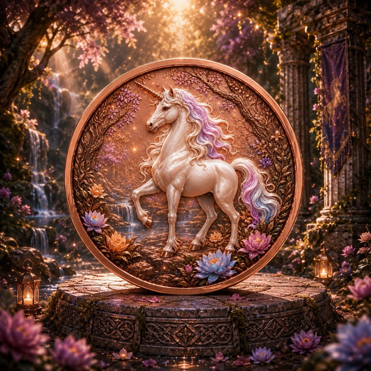Mythical Creatures Series: Fantasy Unicorn 5 oz UHR Copper Coin