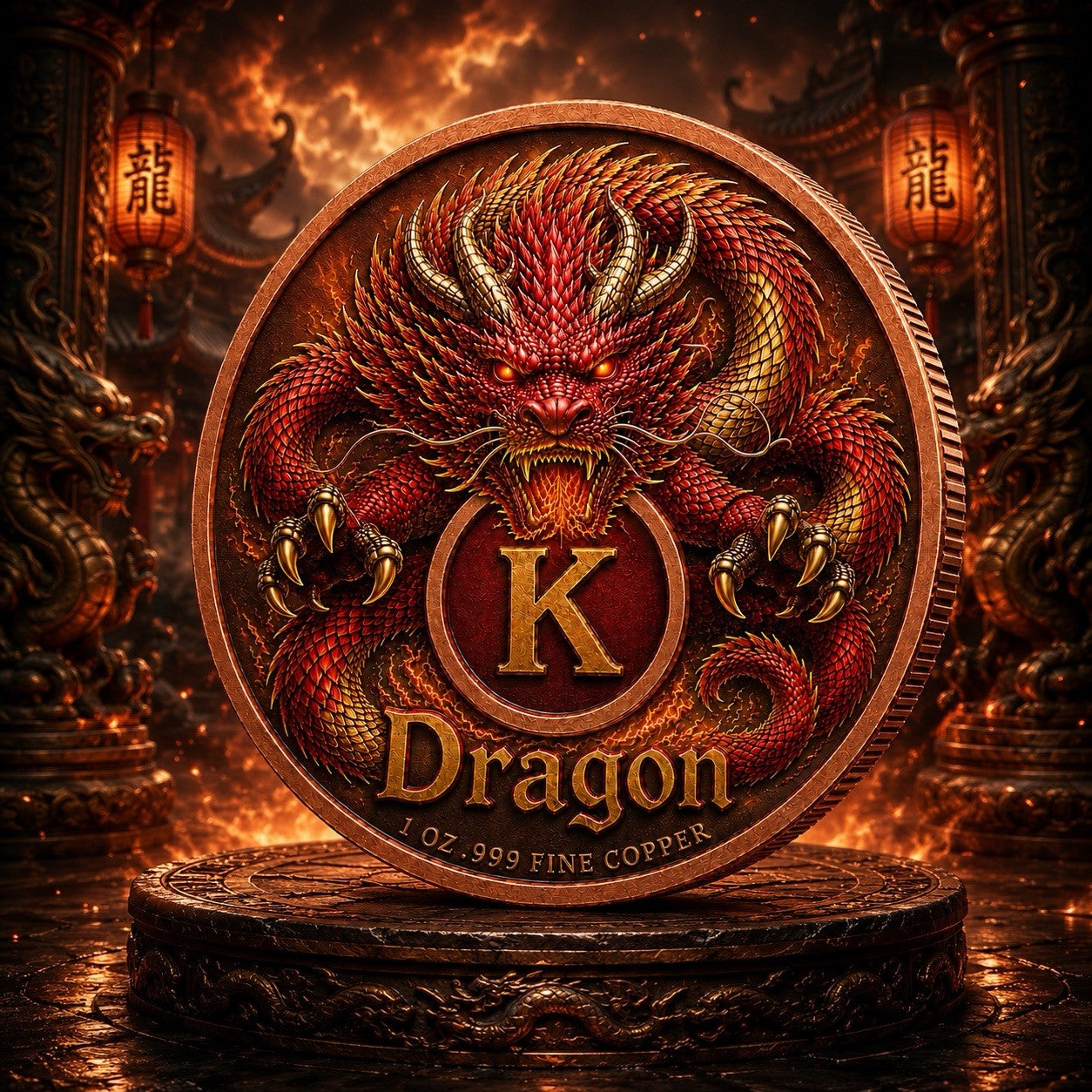 2026 Chinese Myth Dragon Series: Eternal Fury UV 1 oz Copper Coin