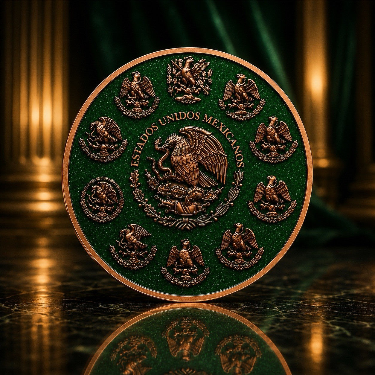 Libertad Green Diamond Dust Colorized 5 oz Copper Medal