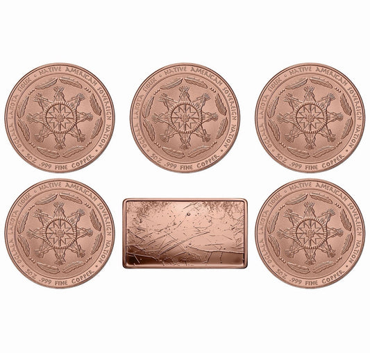 2026 Sioux Nation Native American Big Five 6 x 5 oz Copper Coin Set