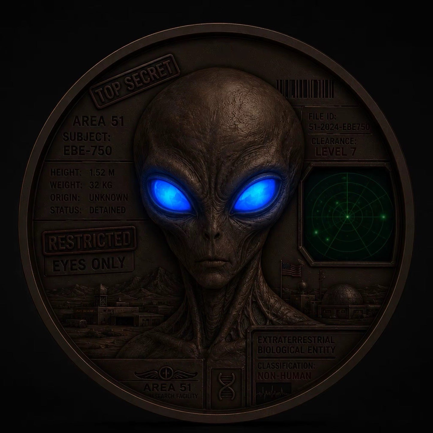 2026 Beyond the Universe: Area 51 File 1oz Copper Round Glow effect
