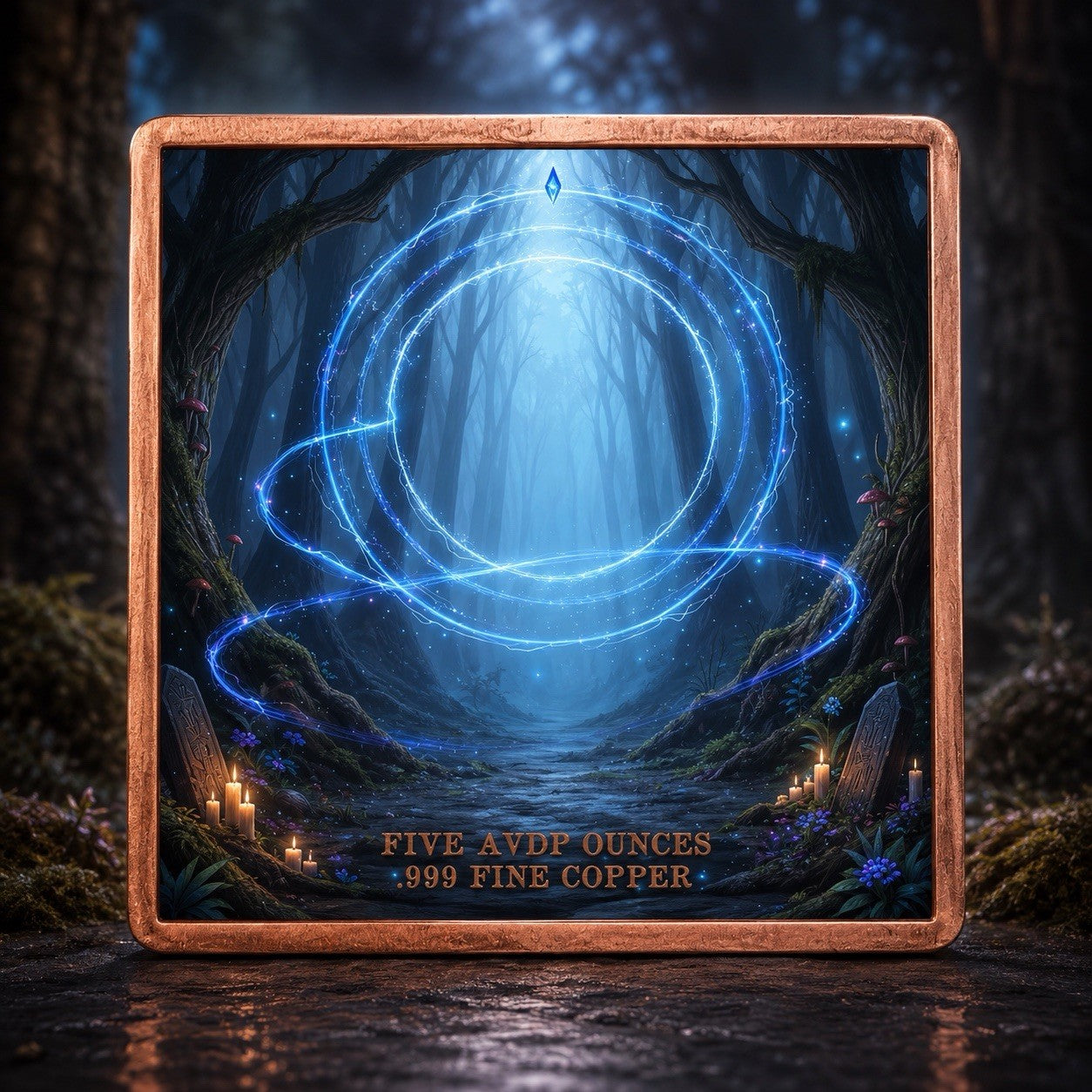 Forest Witch 5 oz .999 Fine Copper Square Art Bar in Capsule