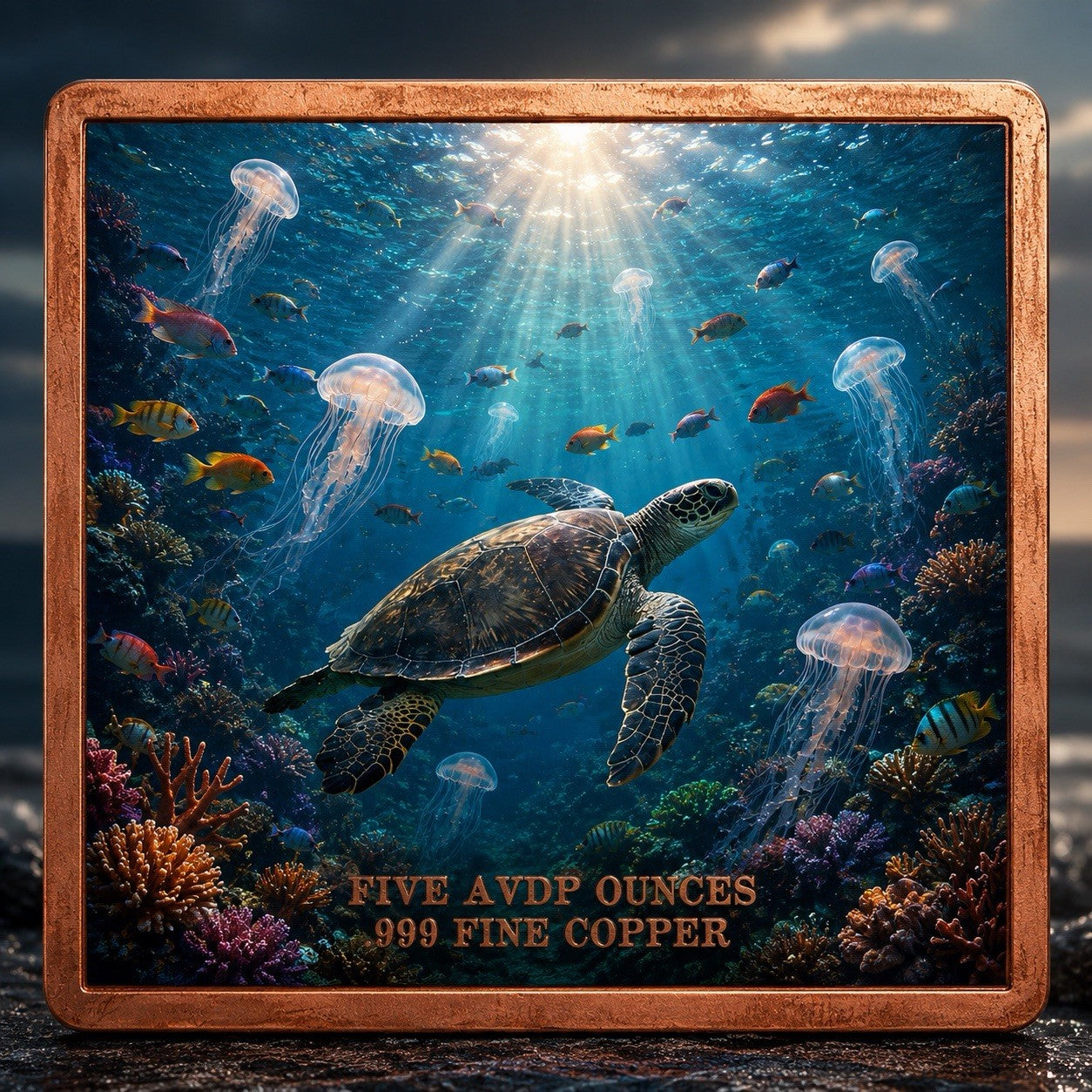 Queen Mermaid 5 oz .999 Fine Copper Square Art Bar in Capsule