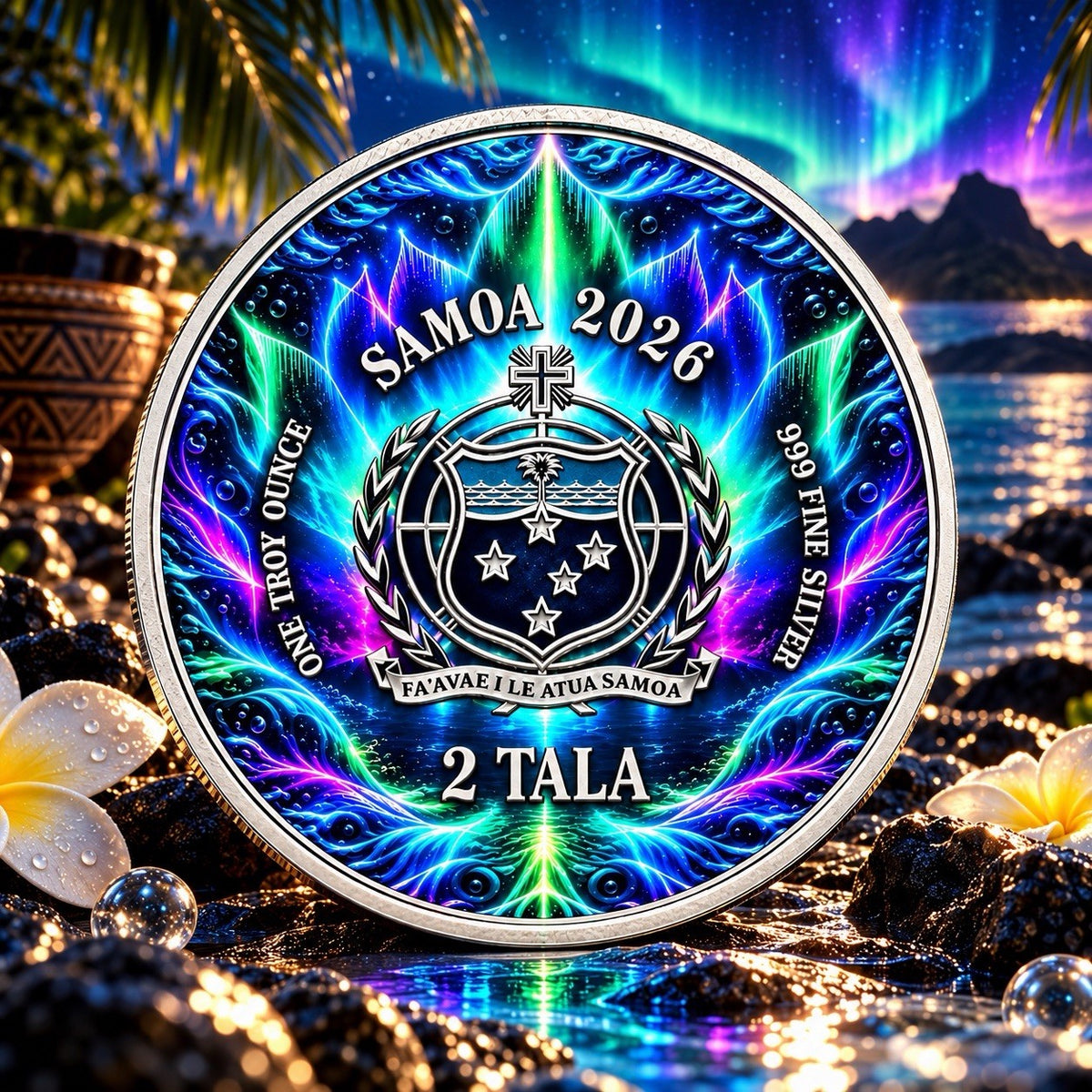 2026 Samoa Mermaid: Ocean Aurora 1 oz Silver Coin