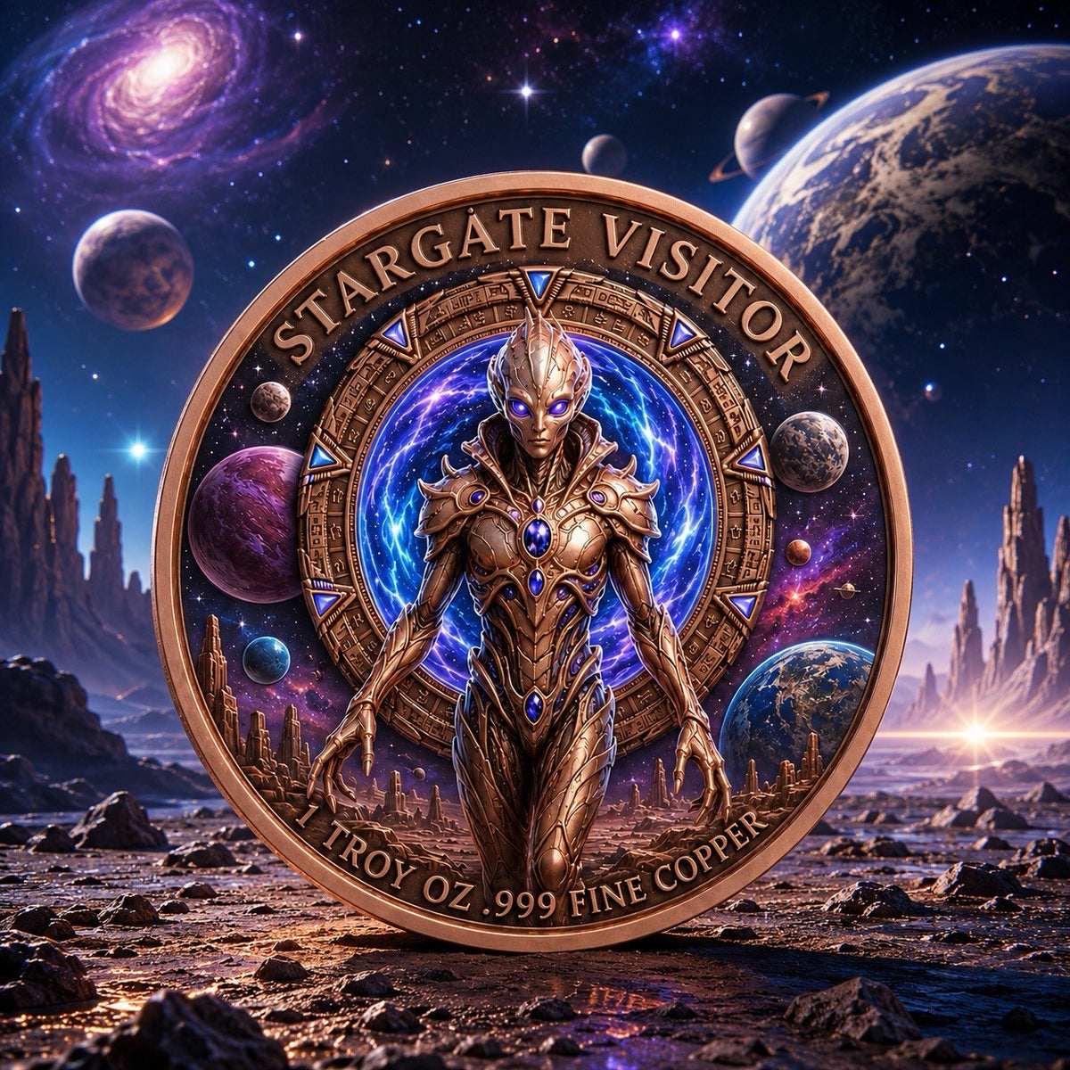 2026 Beyond the Universe: Stargate Visitor 1oz Copper Coin Glow FX