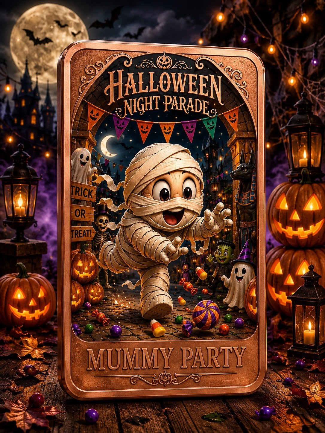 2026 Halloween Night Parade: Mummy Party 5oz Copper Bar UV Printed