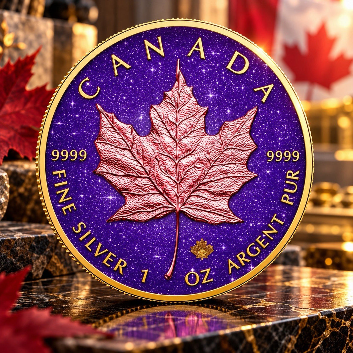 2026 Canada Maple Leaf Royal Amethyst Edition 1 oz Silver Coin