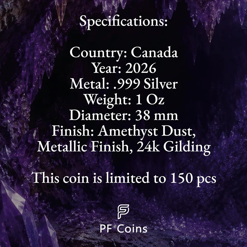 2026 Canada Maple Leaf Royal Amethyst Edition 1 oz Silver Coin