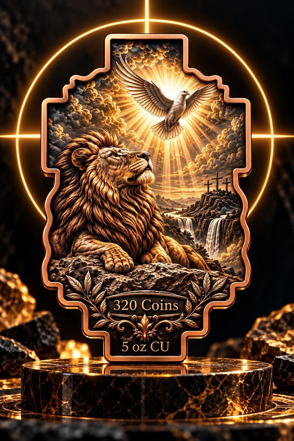 2026 Strength & Sacrifice 5 oz .999 Copper Cross Medal Colorized