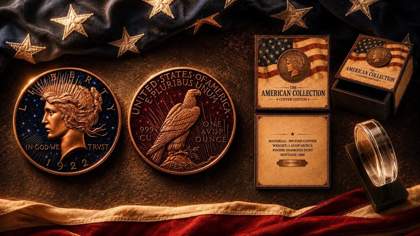 Peace Dollar Dual Sided Diamond Dust 1 oz Copper Round