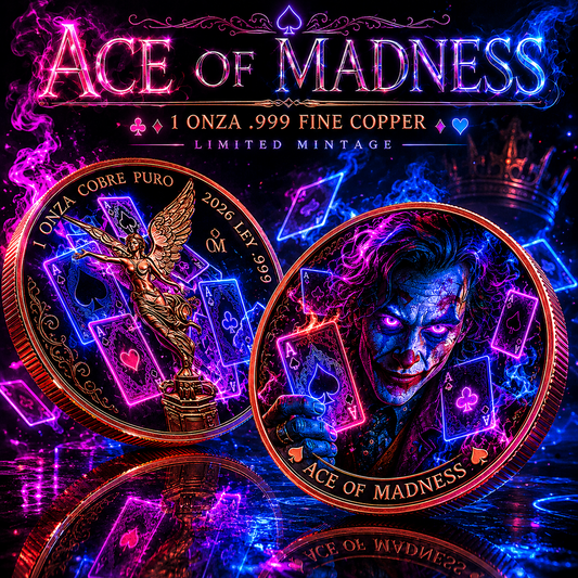 1 oz Ace of Madness Colorized .999 Copper Medal in Slab