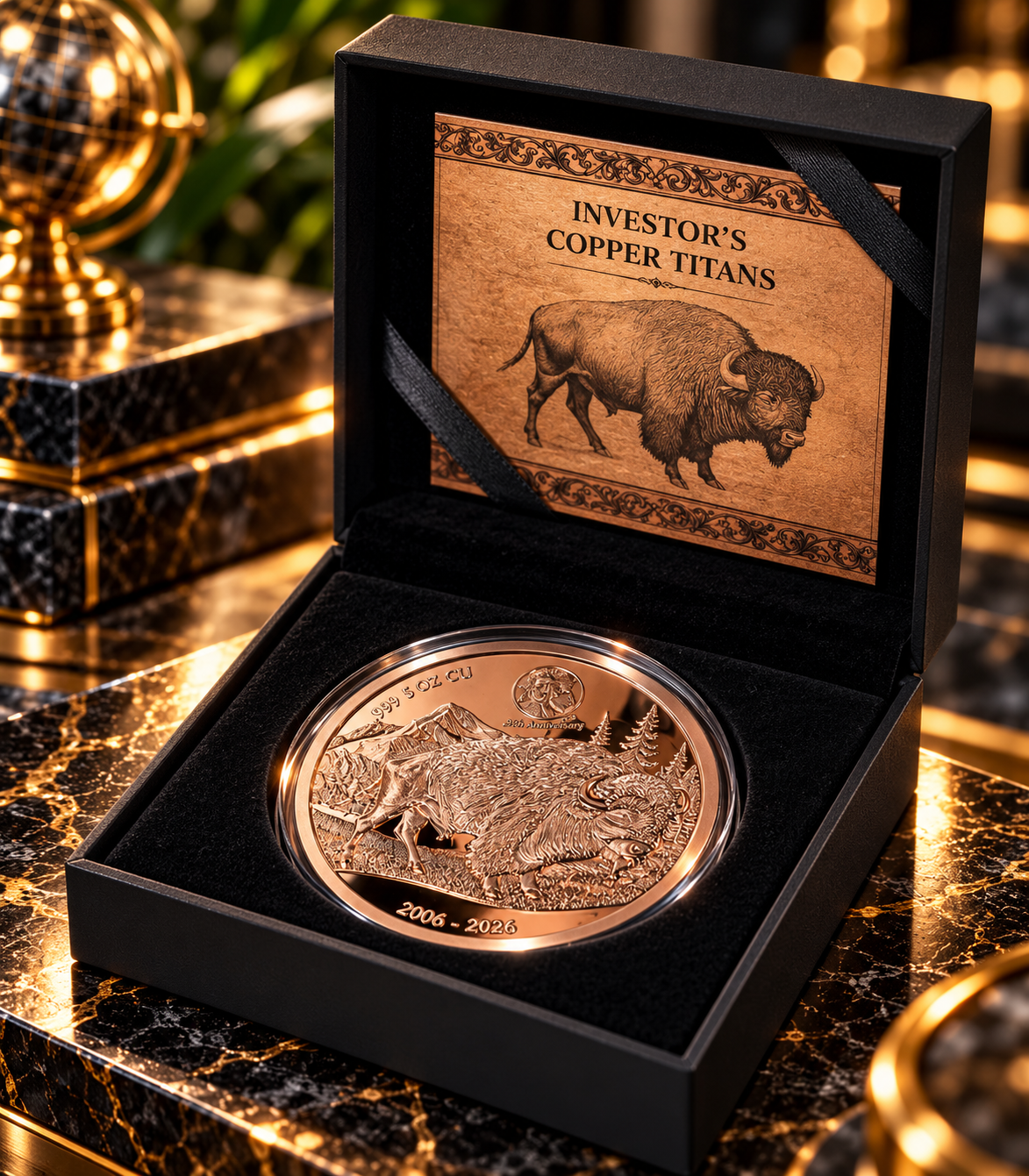 2026 Barbados Copper Titans Buffalo 5 oz .999 Pure Copper Round