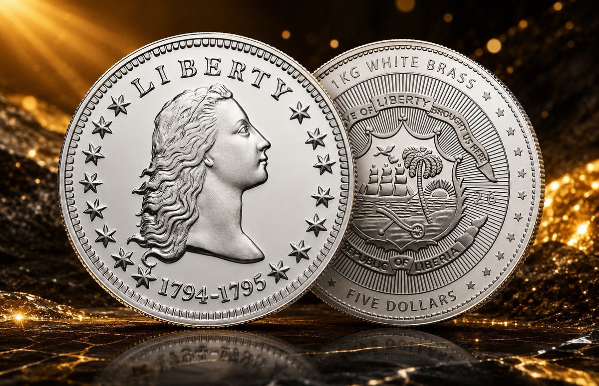 2026 Liberia Flowing Hair 1 Kilo White Brass Coin