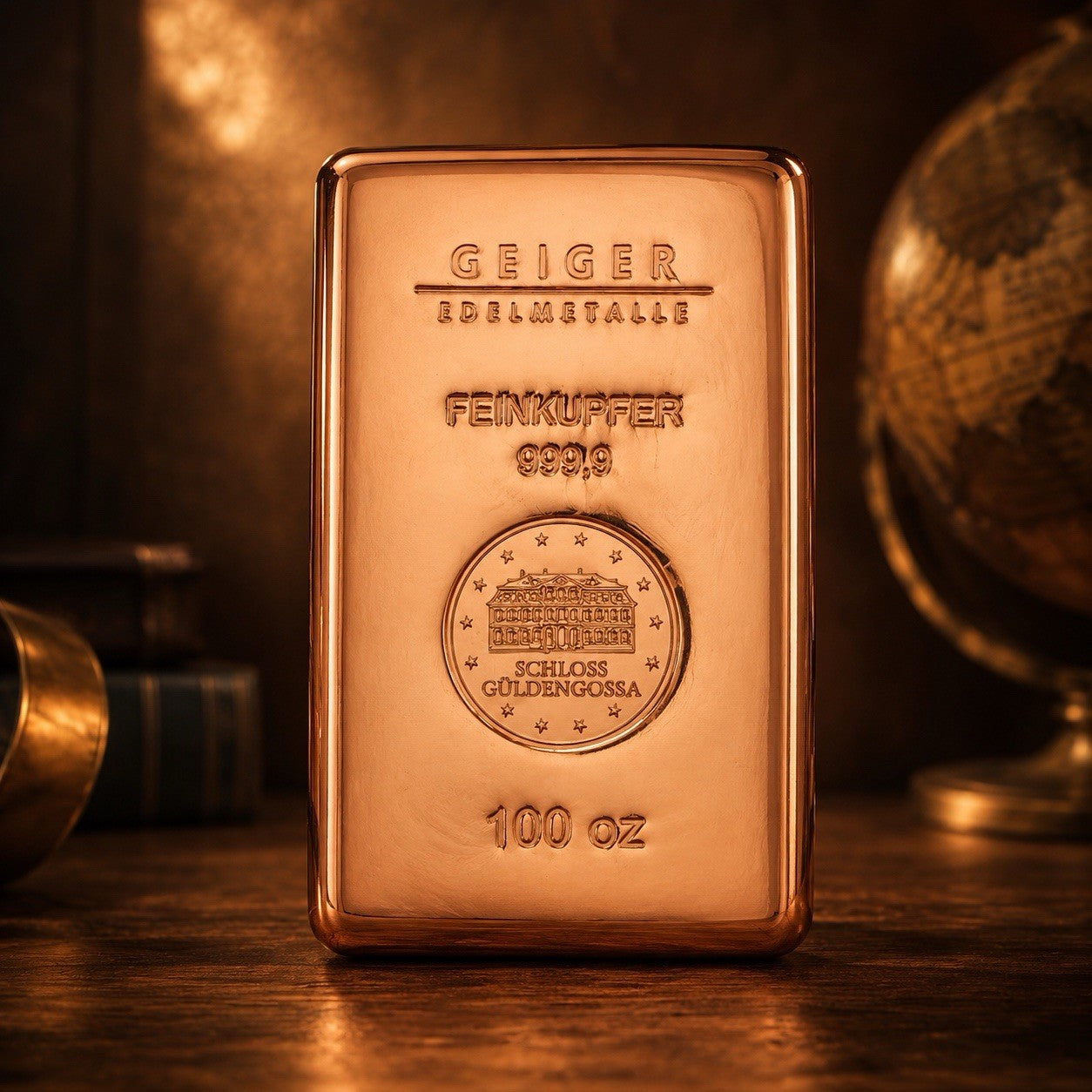 Geiger Copper Bar 100 AVDP Oz .9999 Pure Bullion for Collectors & Investors