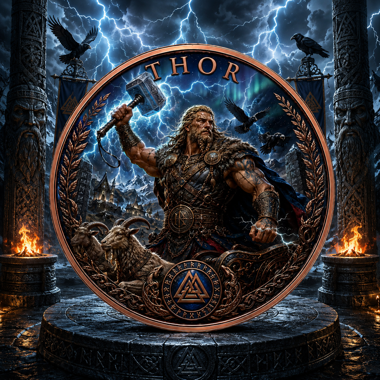 2026 Nordic Mythology Series Thor 5 oz Color High-Relief Cross UV 3D