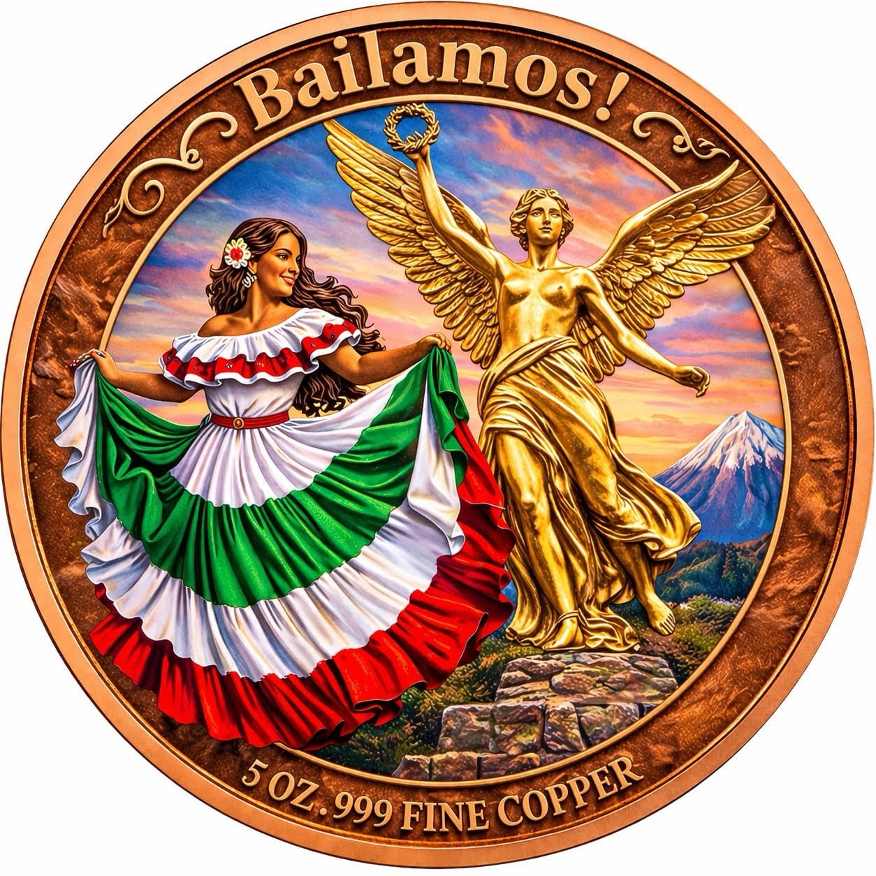 Mexico Libertad Bailamos - Life is Dancing 5 oz Copper Medal