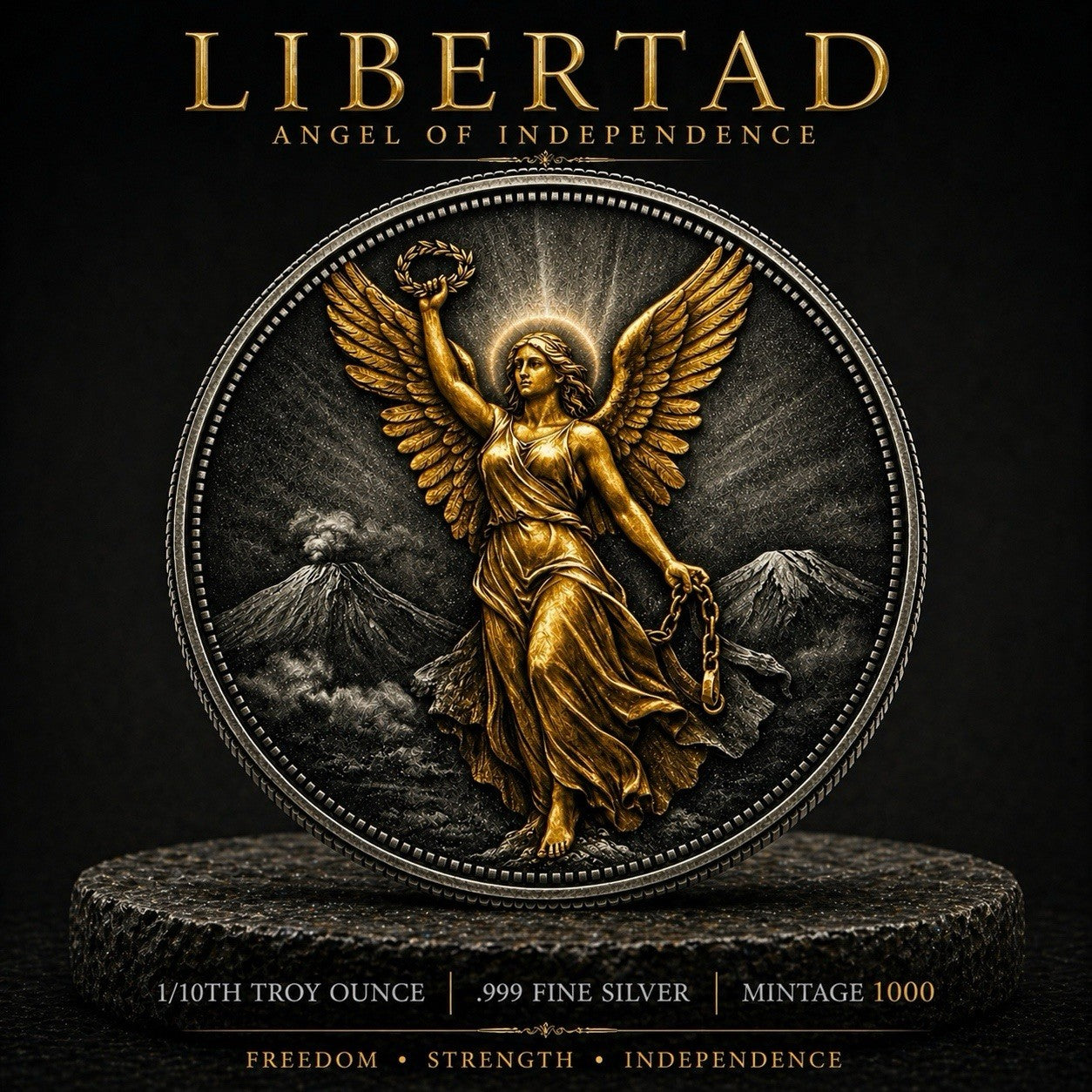 Libertad Angel of Independence Tribute Colorized 1/10oz Silver Round