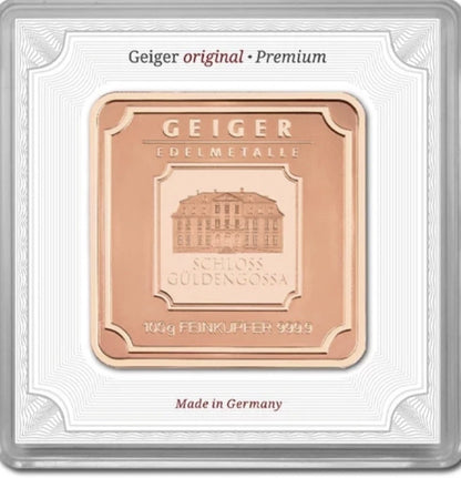 Geiger 100 Gram 9999 Copper Square In Mint Assay