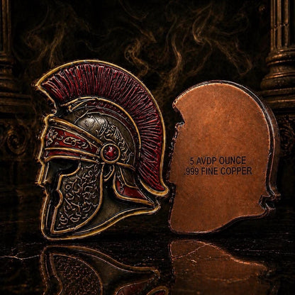 5 oz SPQR Roman Helmet Colorized .999 Copper Medal in box