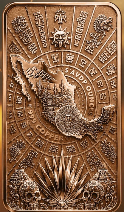 Essence of Mexico Reverse Proof 5 oz Copper Bar