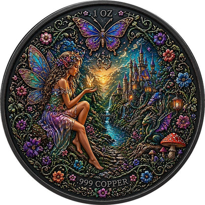 Fairies and Things Colorized 1 oz Copper Round