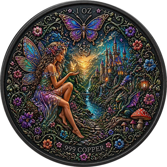 Fairies and Things Colorized 1 oz Copper Round