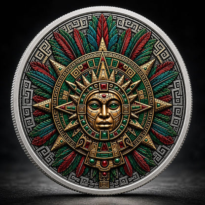 Aztec Sun Relic Colorized 1/10 oz Silver Round