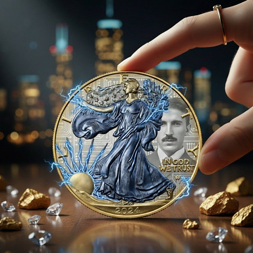 1 oz 2025 Colorized American Eagle ASE Tesla .999 Silver