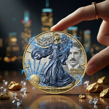 1 oz 2025 Colorized American Eagle ASE Tesla .999 Silver