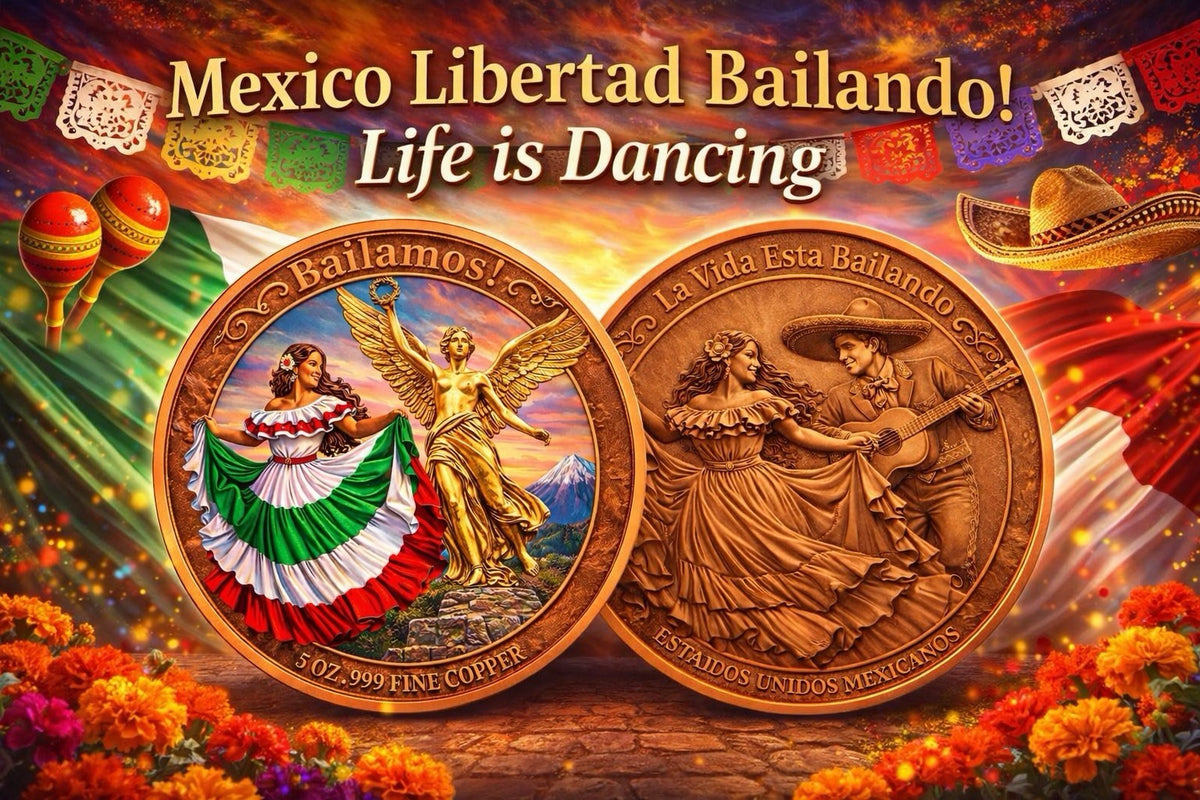 Mexico Libertad Bailamos - Life is Dancing 5 oz Copper Medal