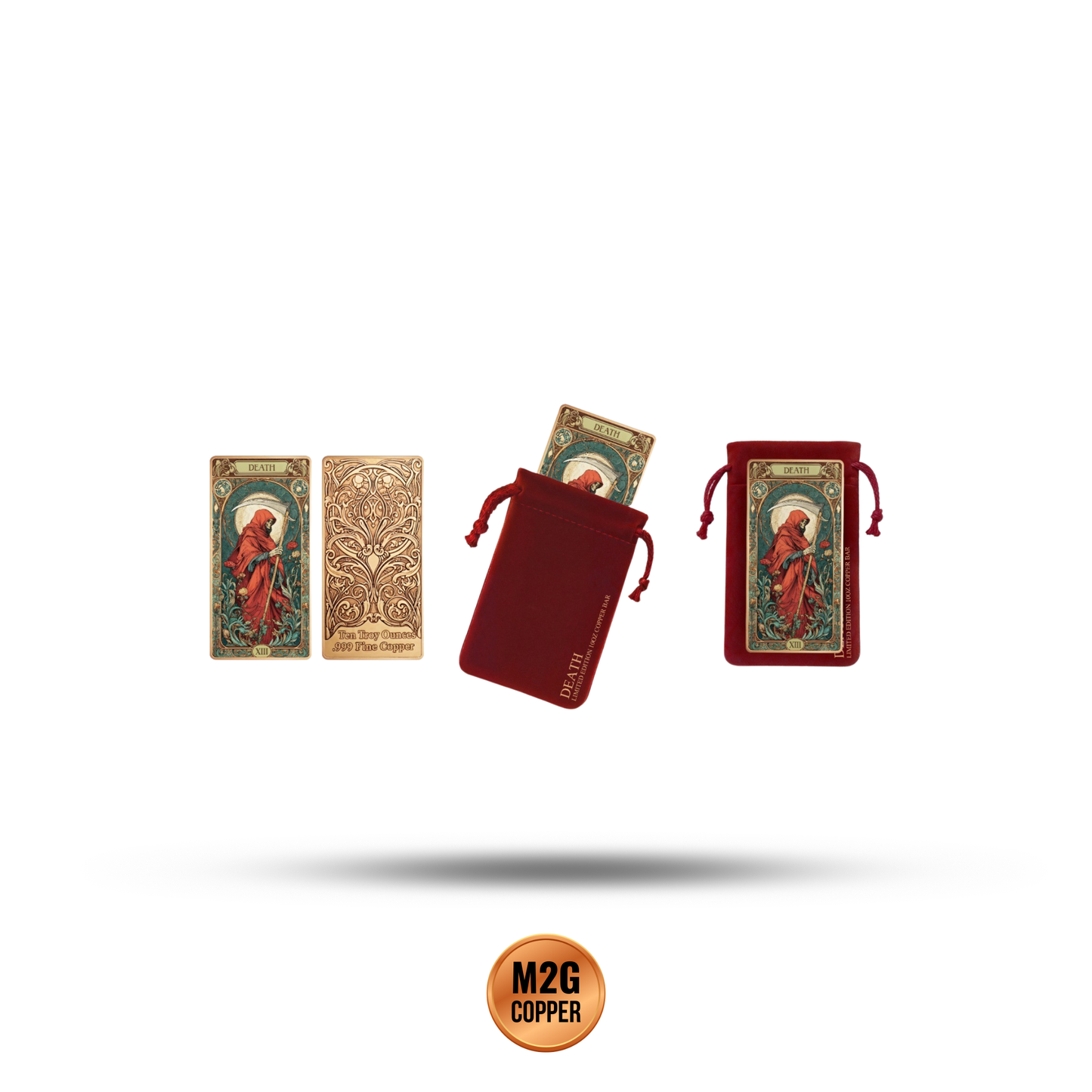 Tarot Card: XIII Death Colorized 10 oz Copper Bar