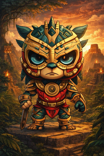 Aztecito Warrior Shaped Colorized 1 oz Copper Medal
