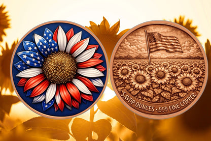 Freedom Flower Colorized 5 oz Copper Round